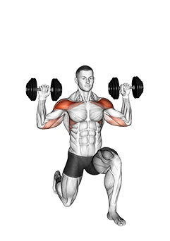 پرس سرشانه ایستاده دمبل در حالت زانو زده