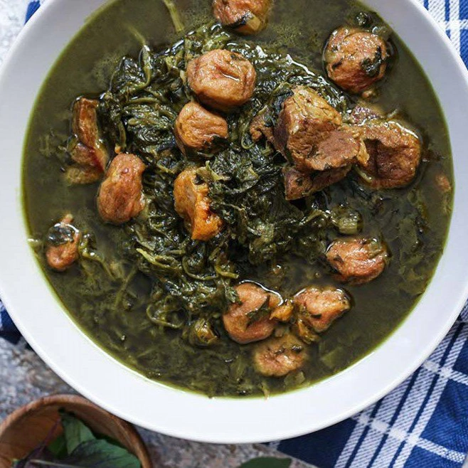 خورشت اسفناج بدون روغن