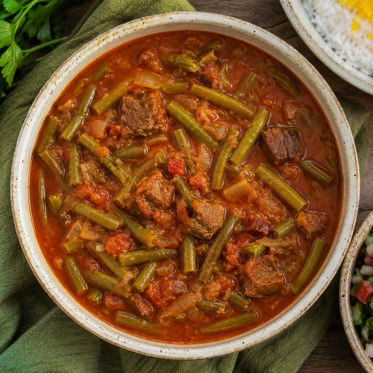 خورشت لوبیا سبز بدون روغن